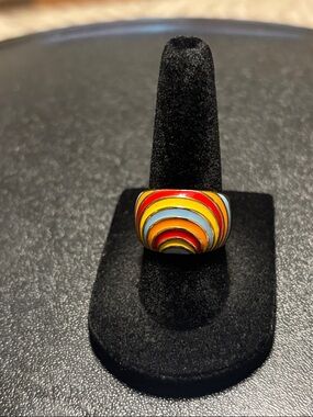 C&C California Multicolor Striped Enamel Dome Ring